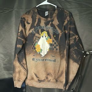 “I ghost people all year round” hand bleached crewneck UNISEX design and size